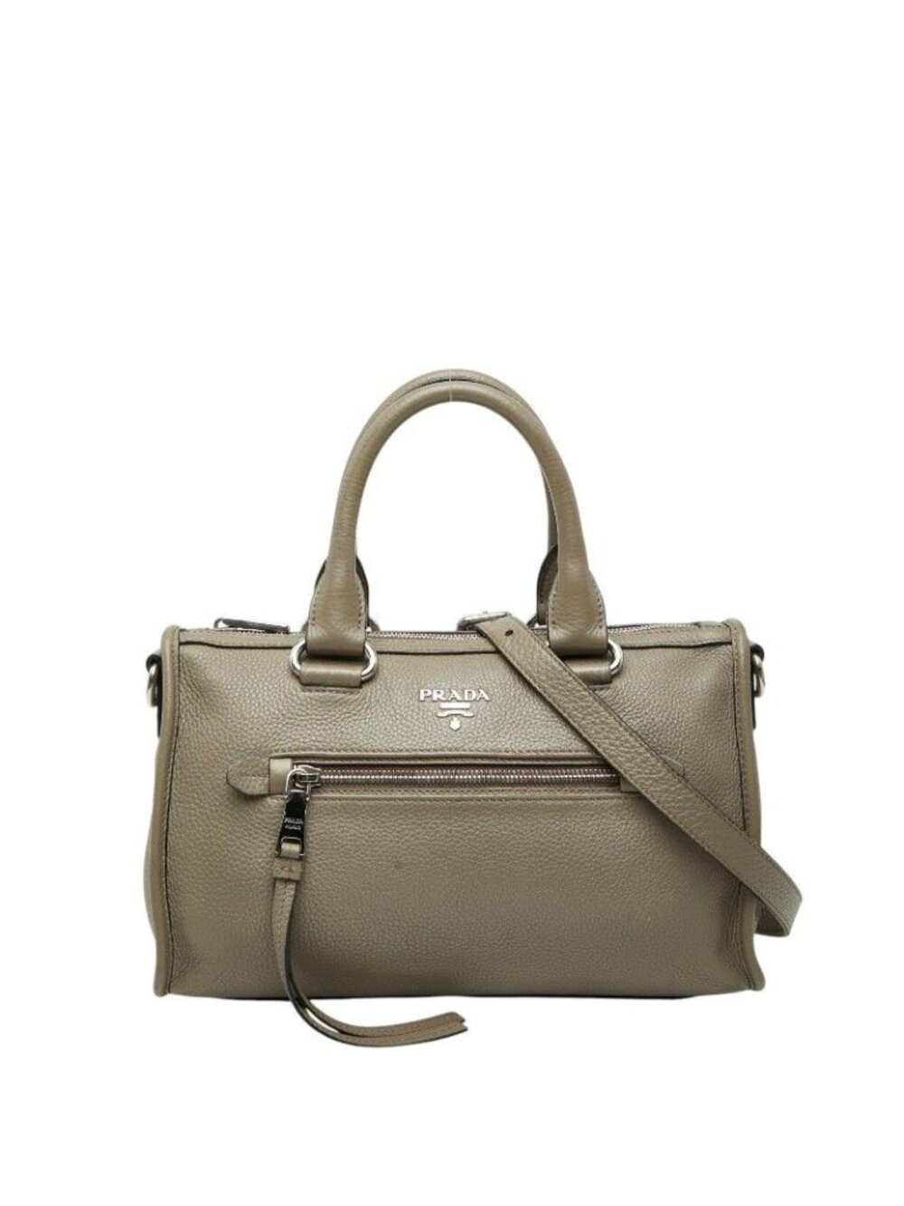 Prada Shoulder Bag Gray Leather
